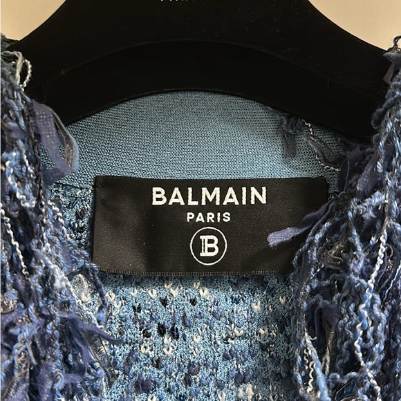 Balmain Beautiful multicolour blue tweed and fringe blazer! - Picture 8 of 11
